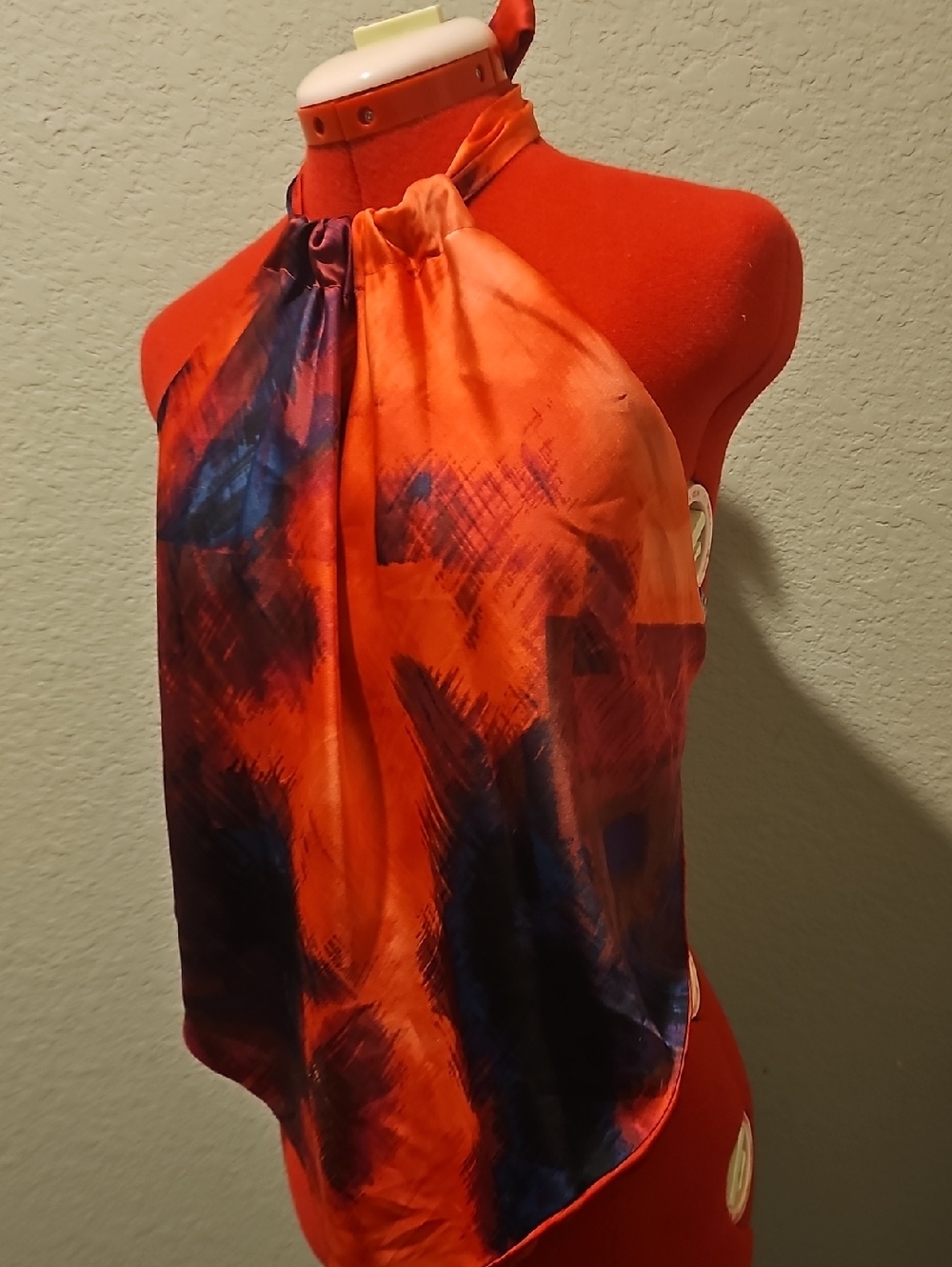 Charlotte Russe Orange and Navy Halter Neck Top
